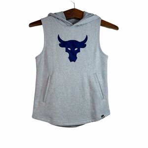 Under Armour Project Rock Bull BSR Sleeveless Hoodie Gray Boys Size YS Small